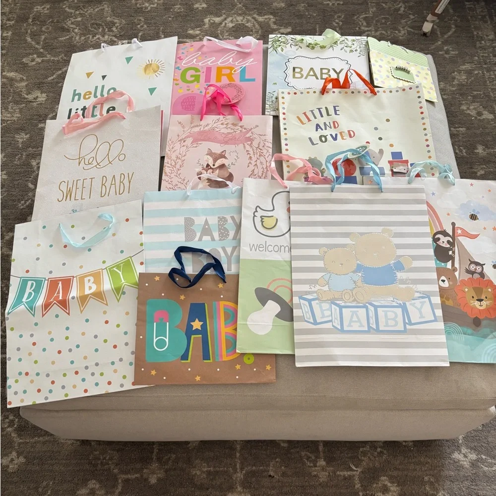 Assorted Baby Shower Gift Bags (13 total)